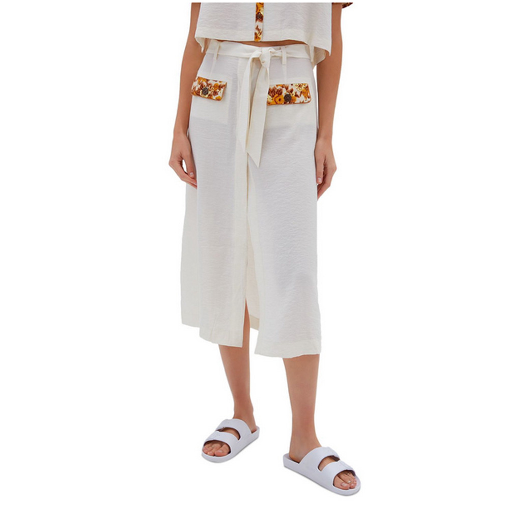 Jonathan Simkhai Luella Midi Cover-Up Skirt Ivory Size M